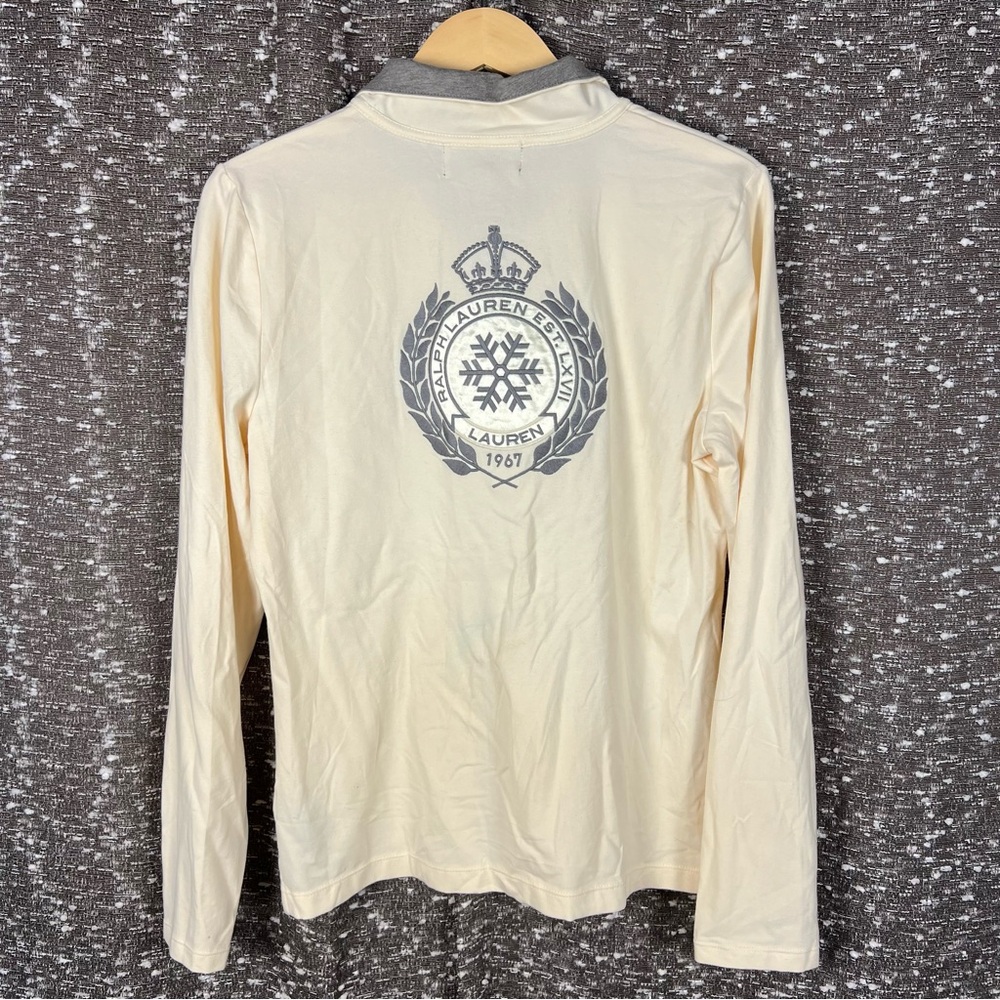L-RL Ralph Lauren Active Sports Line Ivory Crest‎ Logo Long Sleeve 1/4 Zip - Picture 5 of 5